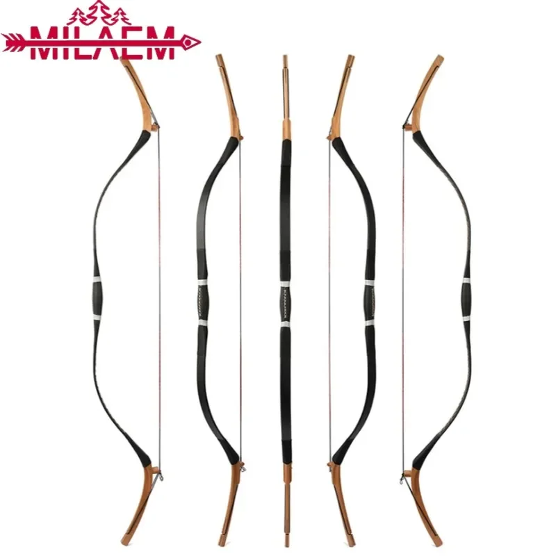 

64'' Archery Qing Bow 20-45lbs Traditional Longbow Recurve Bow Powerful Wooden for Left/Right Hand Shooting Hunting Practice Bow