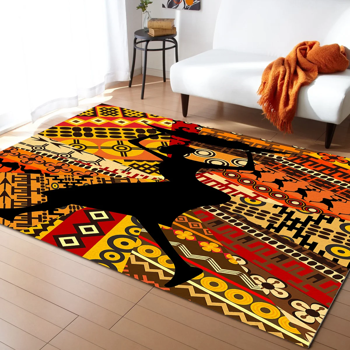 

African Black Women's Geometry Living Room Floor Mat Children's Room Bedroom Bedside Carpet Kitchen Door Mat