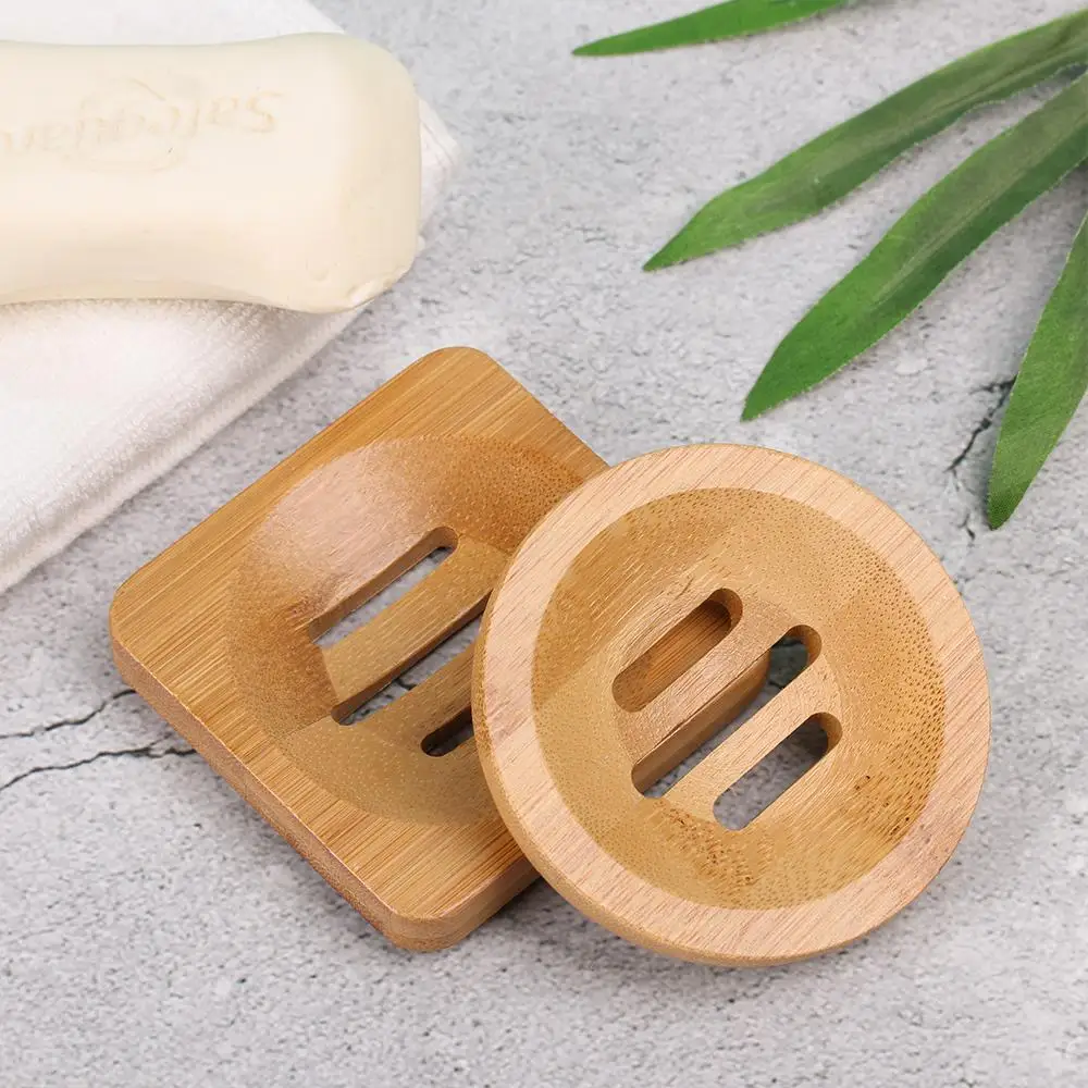 Hot Sale Wooden Soap Dish Box Portable Home Bamboo Tray Container Bathroom Toilet Wash Shower Holder Drain Bamboo Storage Box