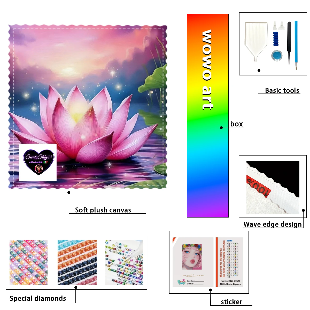 

【Sweety Stefy Diamond art】Цветок Лотоса на воде 100% смола FD+ab+xc Набор для алмазной штамповки Идеальный шедевр стоит купить