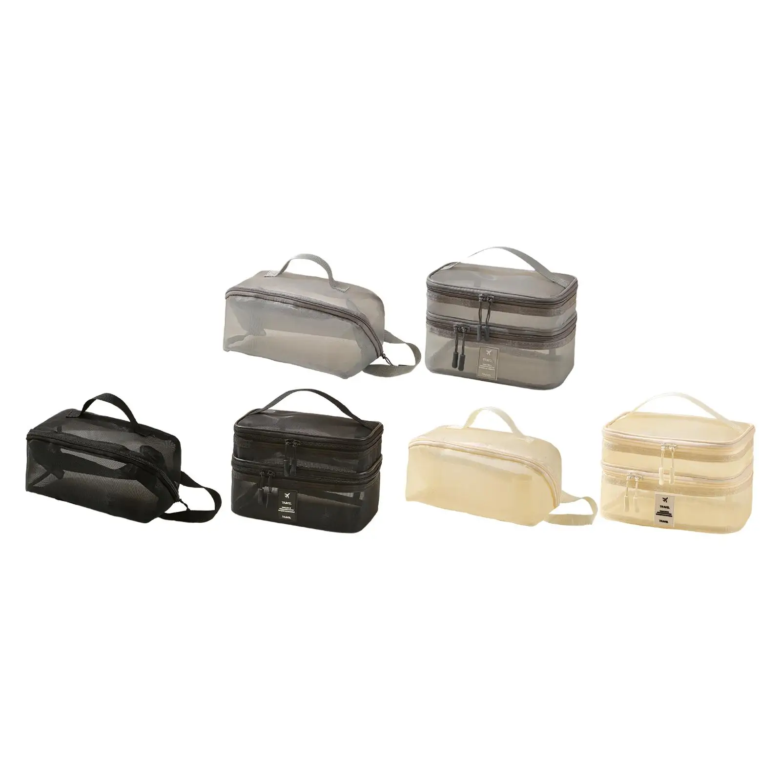 2Pcs Mesh Makeup Bag Travel Essentials Hair Accessories Bag Toiletry Bag Double Layer Cosmetic Bag for Vacation Activities