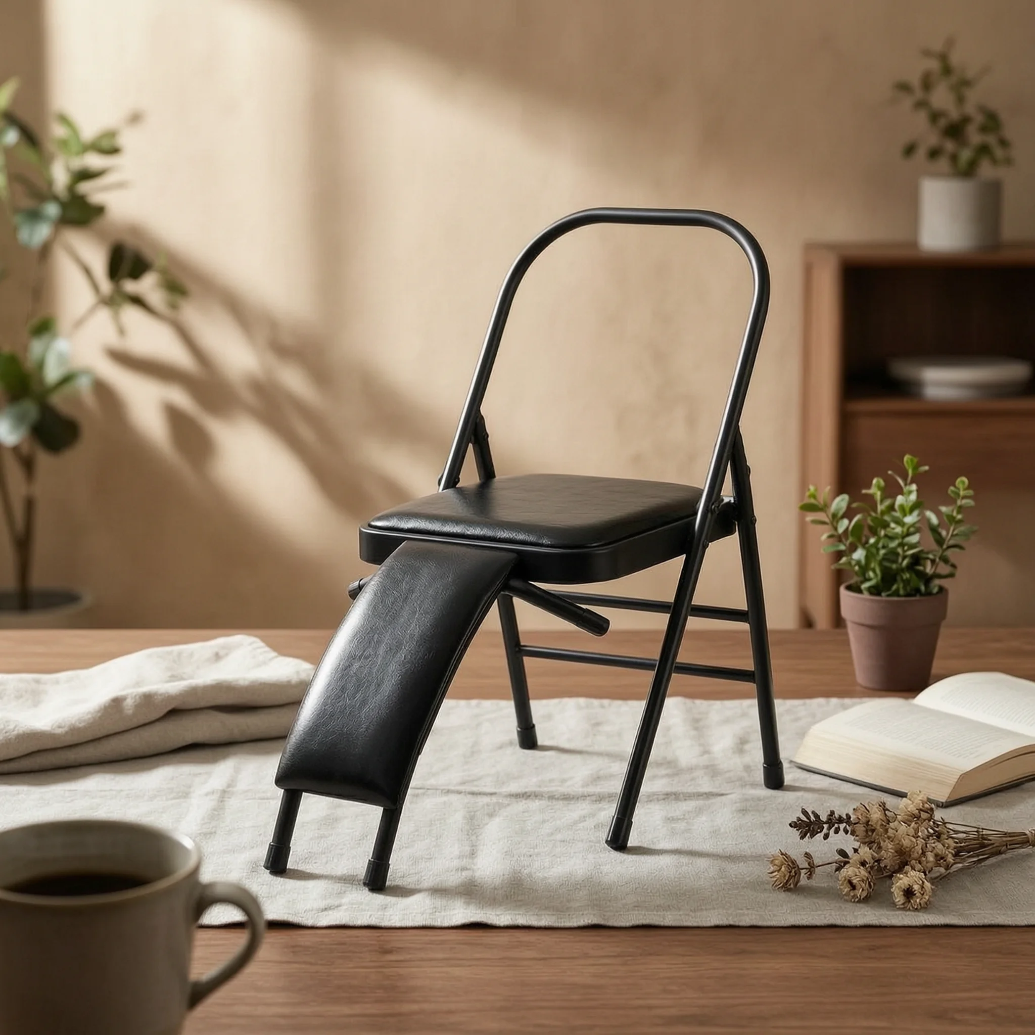 Folding Exercise Chair Foldable Padded Exercise Chair Fitness Gear Portable Comfortable Padding