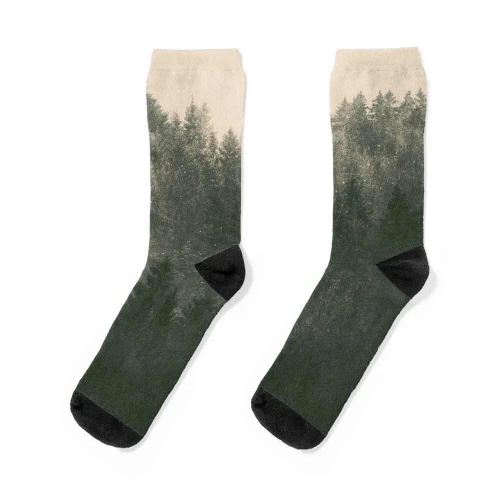 

Asleep // Out Of Nowhere Wilderness Cascadia Trees Fairytale Forest Covered In Magic Fog Socks custom cotton Woman Socks Men's