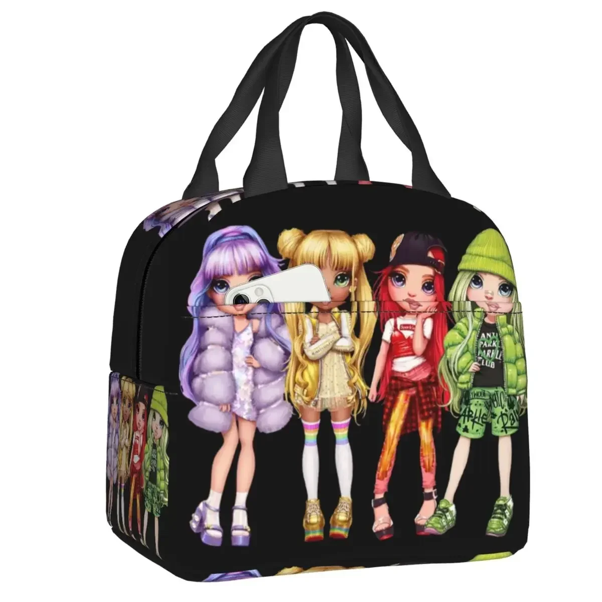 Rainbow High Glitter Dolls Thermal Insulated Lunch Bags Women Resuable Lunch Tote for School Storage Food Box lunchbag