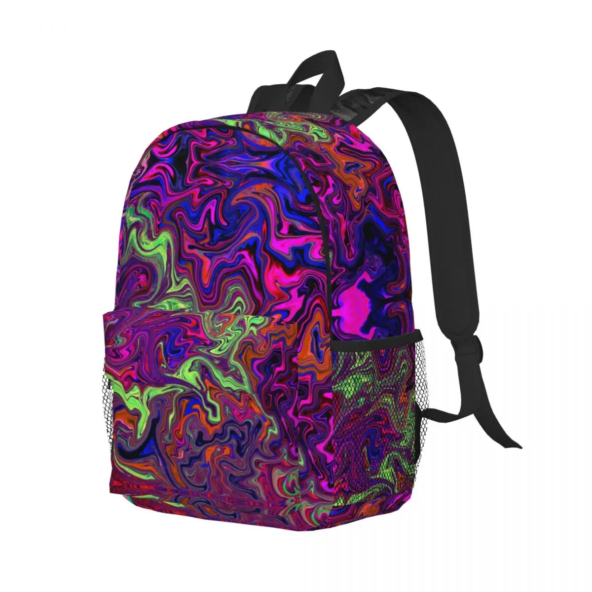 Abstrato redemoinho psicodélico arte viagem mochila para homens e mulheres, escola computador Bookbag, estudante universitário mochila sacos