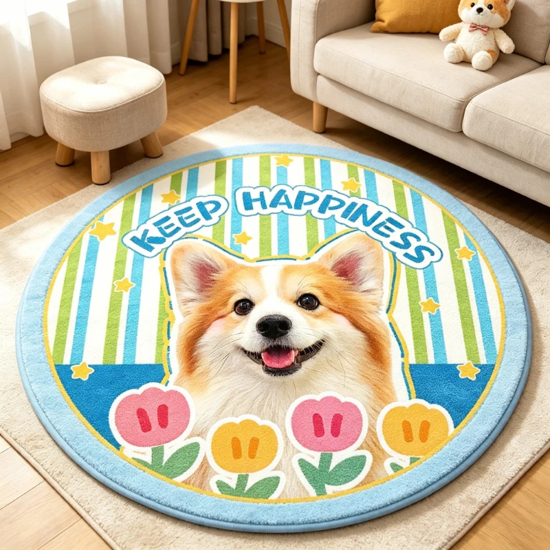 Custom Pet Custom Creative Pet Portrait Rug Soft Fluffy Comfortable Floor Mat Round Living Room Carpet Home Decoration Rugs 양탄자
