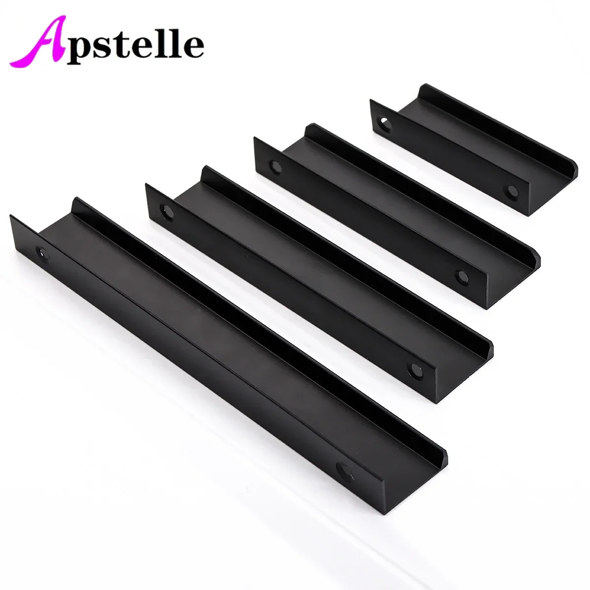 Apstelle Black Silver Hidden Cabinet Pulls Aluminum Alloy Kitchen Cupboard Handle Drawer Knobs Furniture Handle Bedroom Hardware