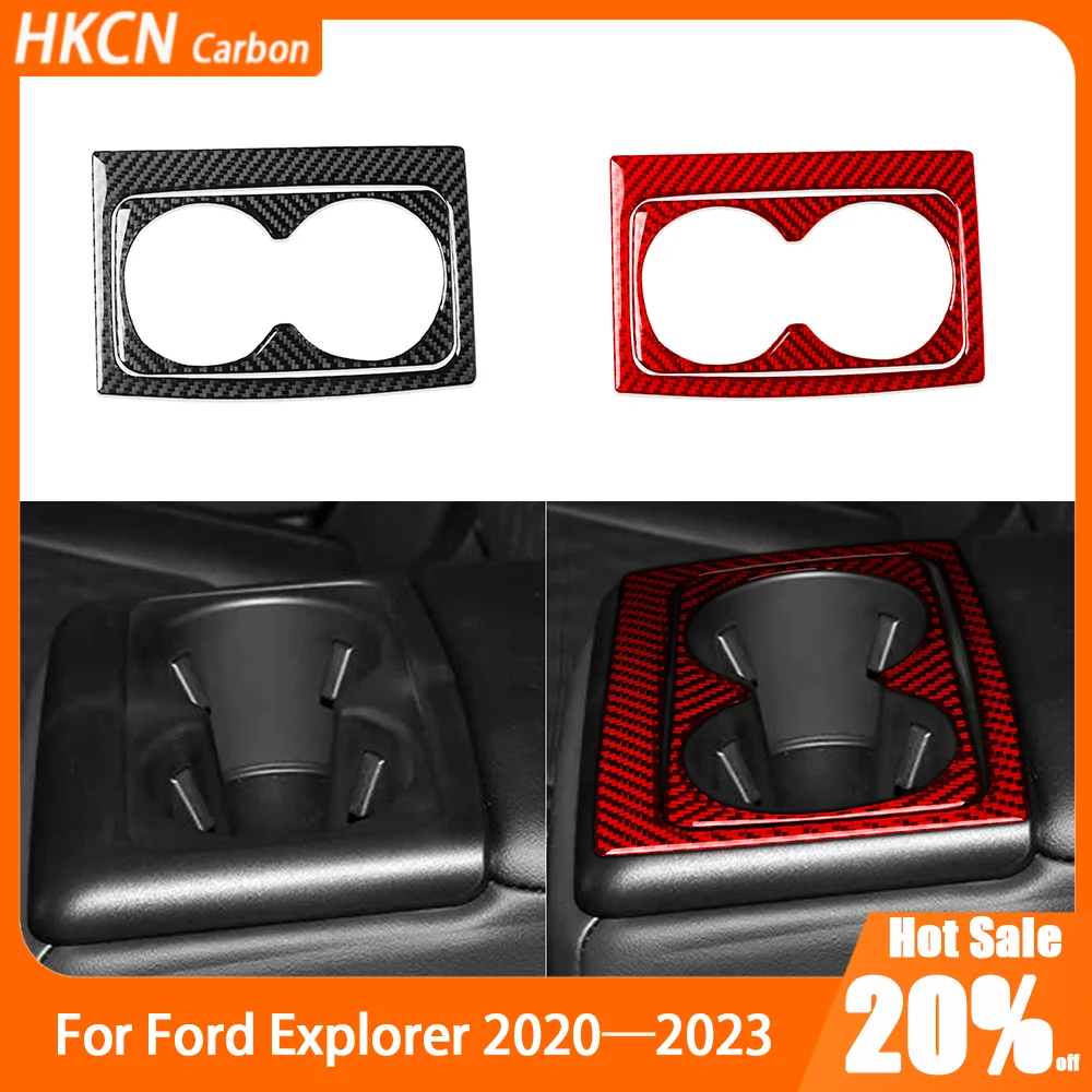 

Carbon Fiber Rear Console Cup Holder Panel Car Accessories Interior Cover Trim Sticker Modification For Ford Explorer 2020—2023