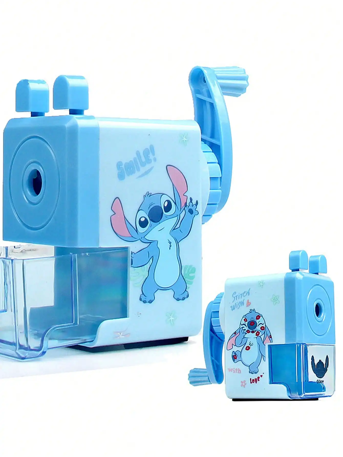 

Stitch Pencil Sharpener with Hand Crank, Plastic Pencil Cutter for Students - No Electricity Needed, Non-Electric, Self-Feeding