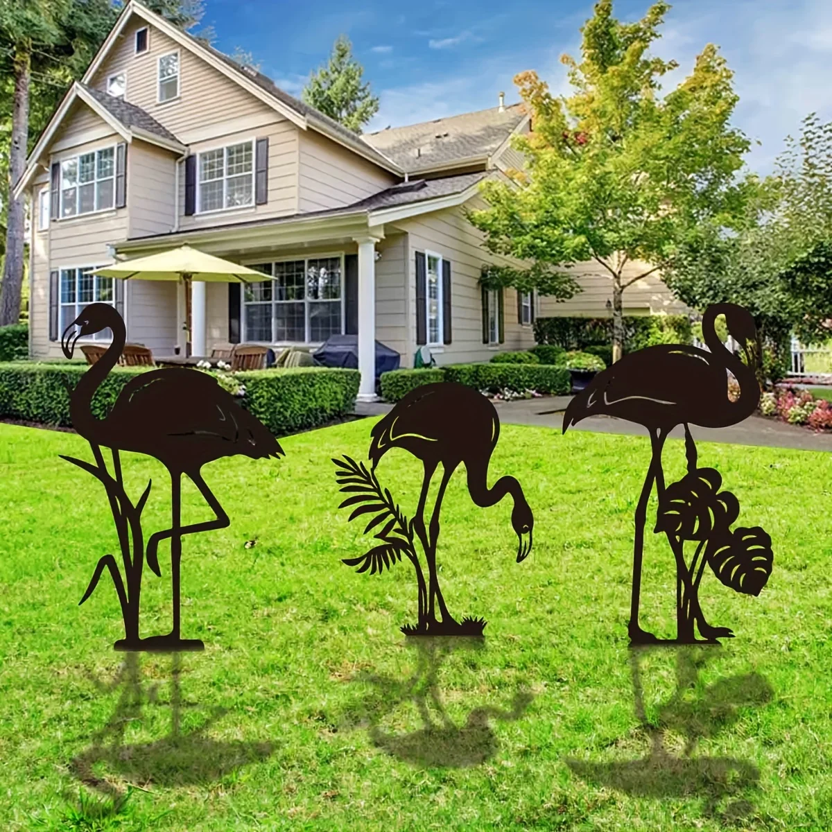 

1PC Decorative Metal Flamingo Garden Stakes Outdoor Garden Decor Black Silhouette Stake for Yards Patio Lawn Spring Decor