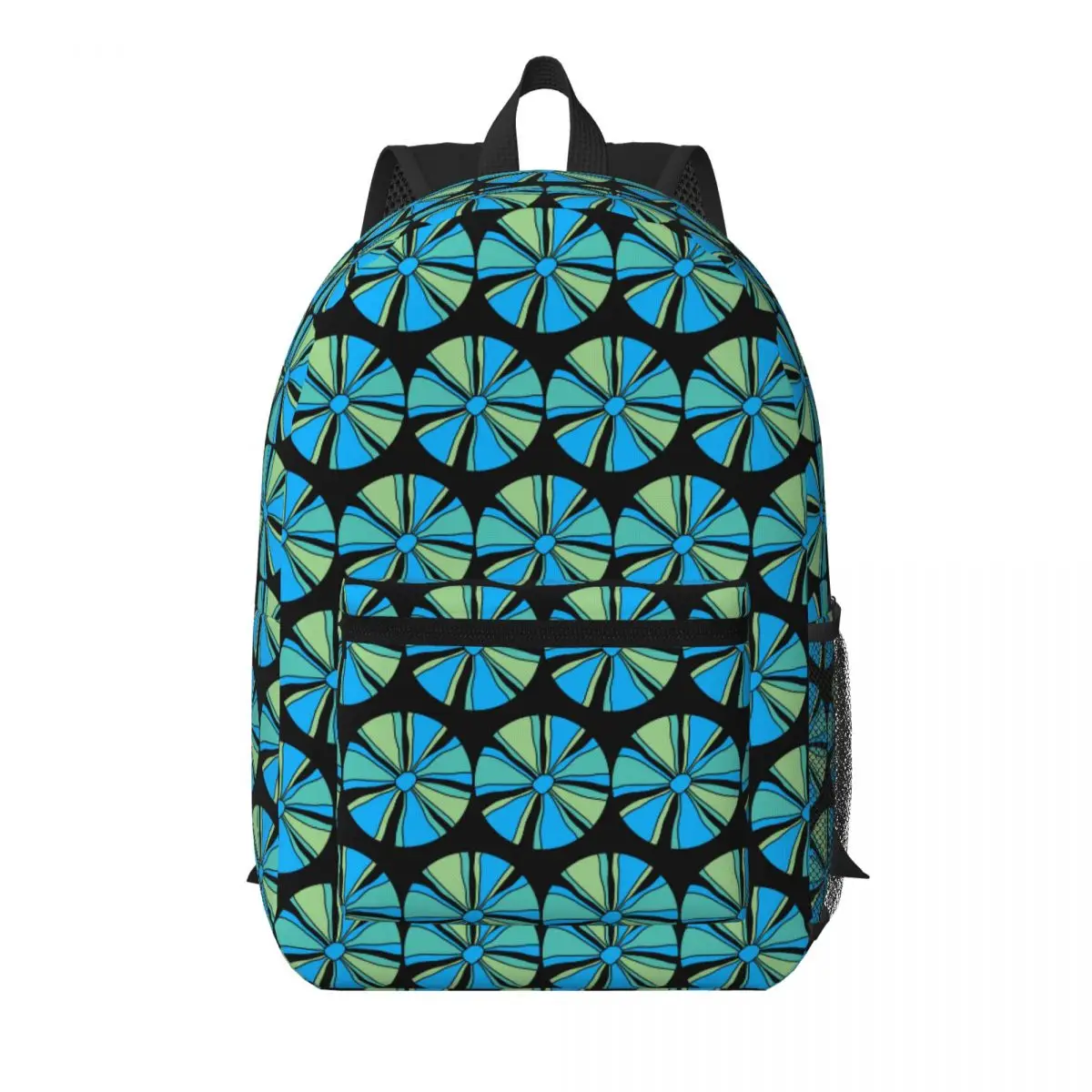 

Blue And Green Pinwheels Student Backpack School Bag Hiking Travel Daypack for Boys Girls Bookbag Shoulder Bags