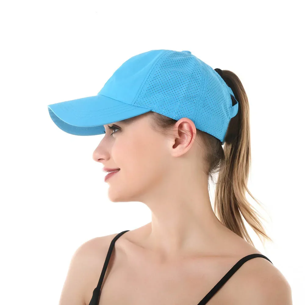 Quick Dry Ponytail Baseball Cap for Women Mesh Summer Hats for Women Sport Running Golf Caps Pure Color High Ponytail Cross Hat