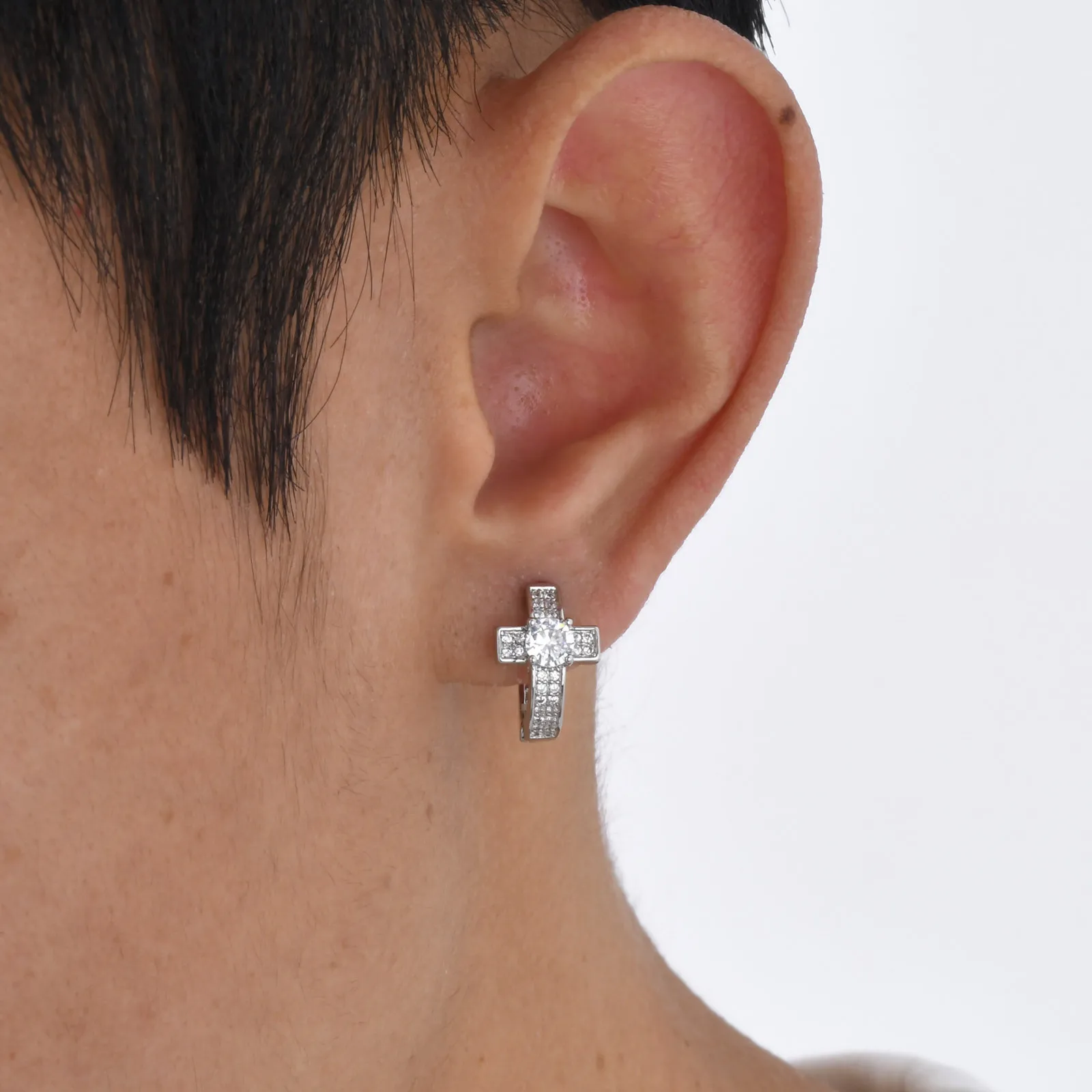 أقراط متقاطعة للرجال والأولاد، أقراط هيب هوب كبيرة من الزركون، هدايا مجوهرات عصرية رائعة