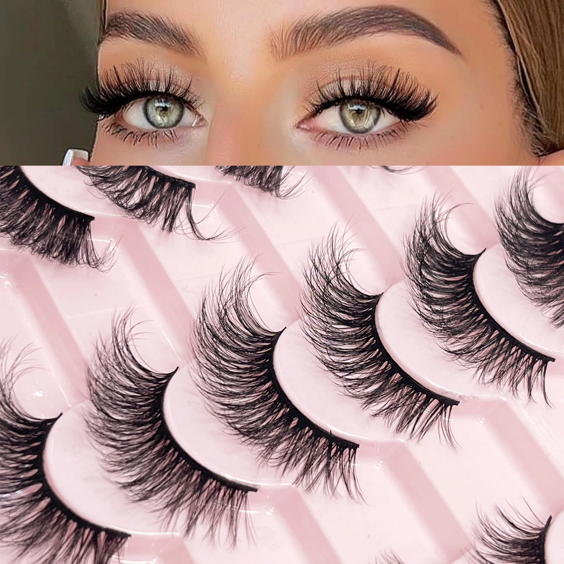 20Pairs New Half Lashes Cat Eye Lashes Winged Wispy Natural Soft False Eyelashes Makeup Fox Eye Extension Faux Mink Eyelashes