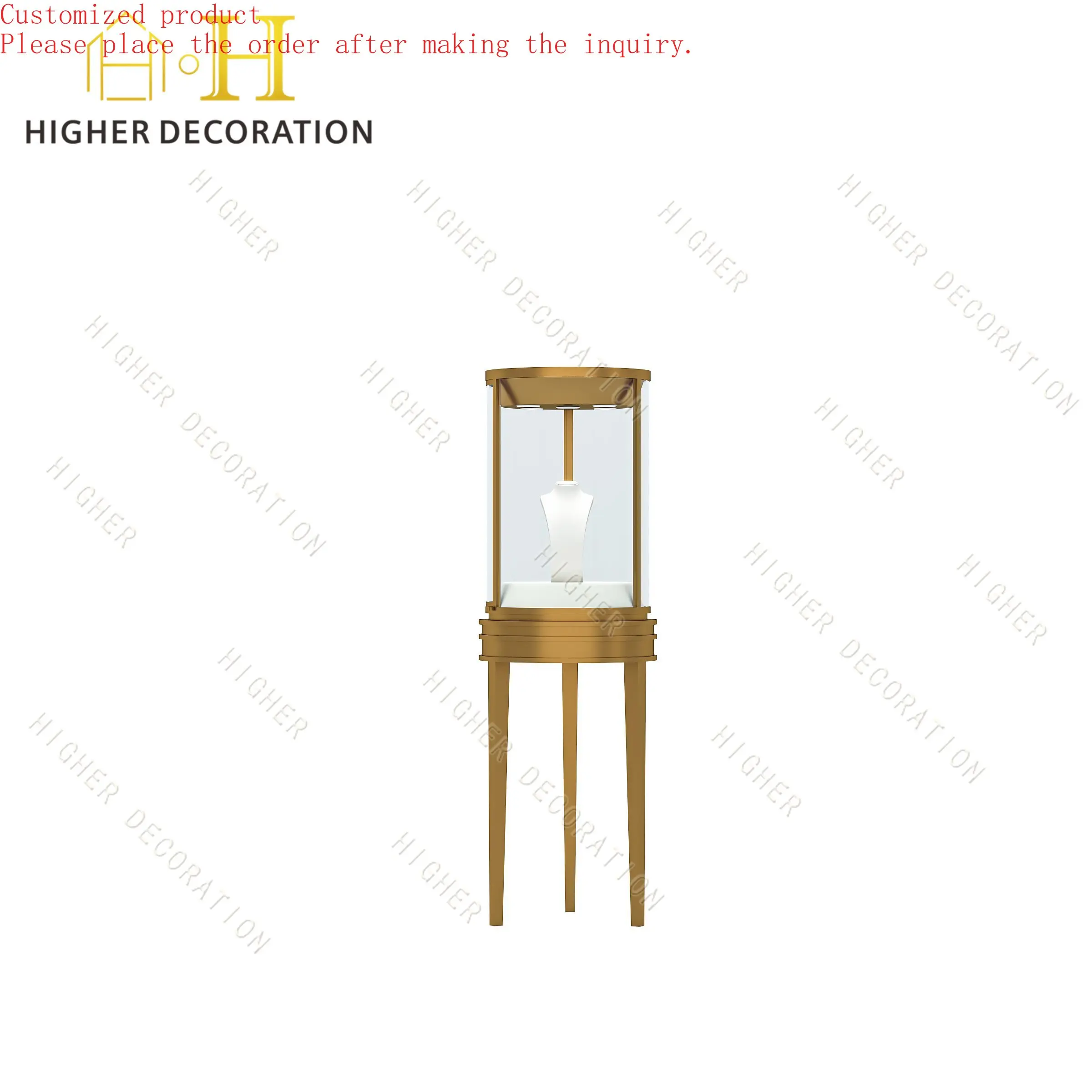 

Custom.High End Luxury Custom Stainless Steel Jewelry Display Cabinet and Showcase Glass Display Cabinet for Jewelry Store