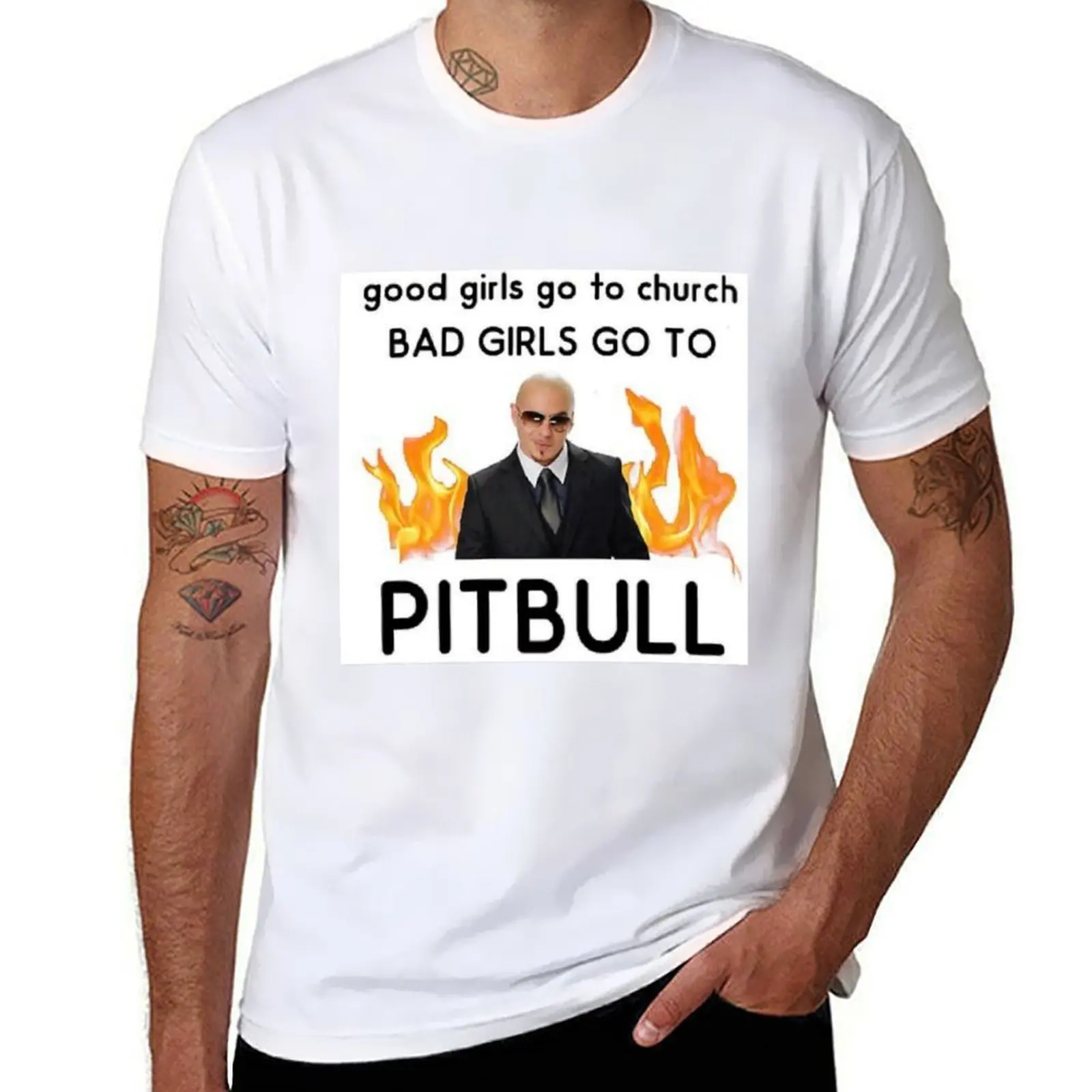 

good girls go to church bad girls go to Pitbull T-Shirt t shirts for man graphic vintage T-Shirt