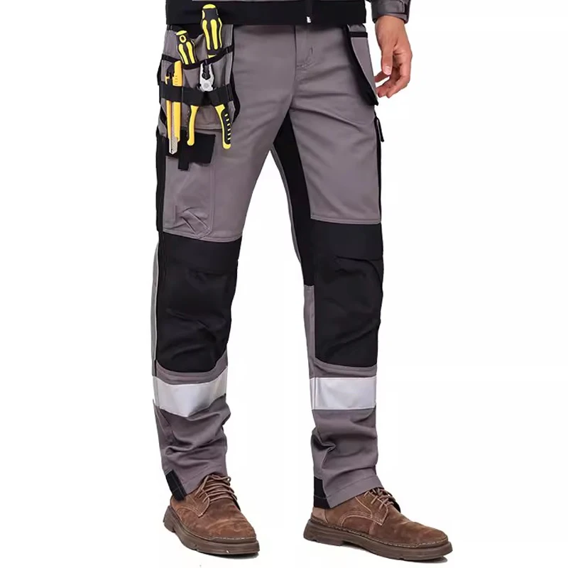 Work Jacket Pants Set Reflective Strip Work Uniform High Visibility Workwear Set with Reflective Strip for Miner Working