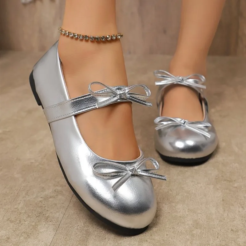 

French Bow Ballet Shoes Women's Spring and Summer New Soft Sole Small Leather Shoes