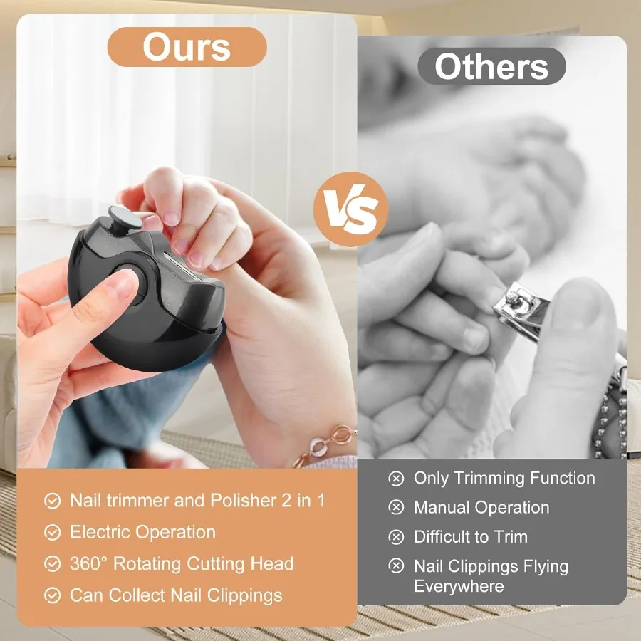 성인용 자동 광택 및 칩 보관 기능이 있는 2 in 1 전기 손톱깎이, 노인용 휴대용 및 인체공학적 디자인