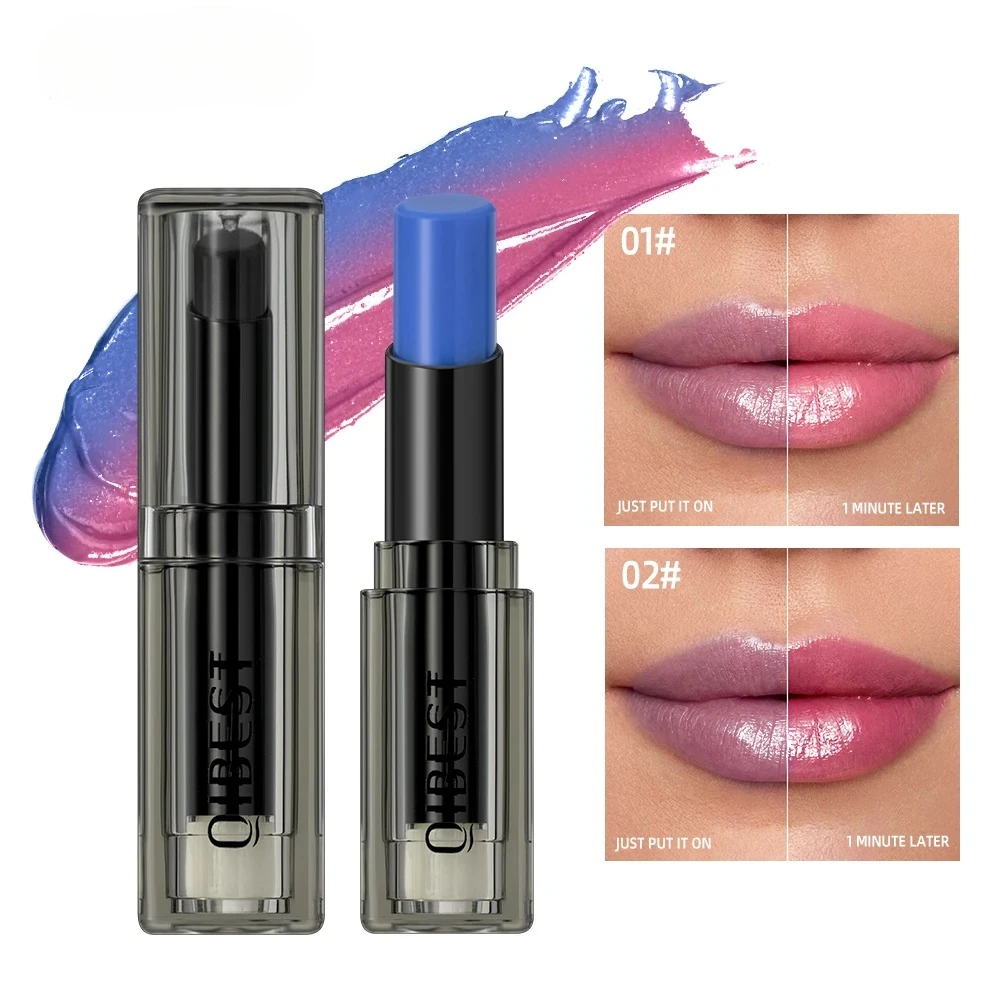 Lápiz Labial que Cambia de Color de Azul a Rosa, Bálsamo Labial Humectante, Tinte Labial de Larga Duración, Resistente al Agua, Cambia de Color