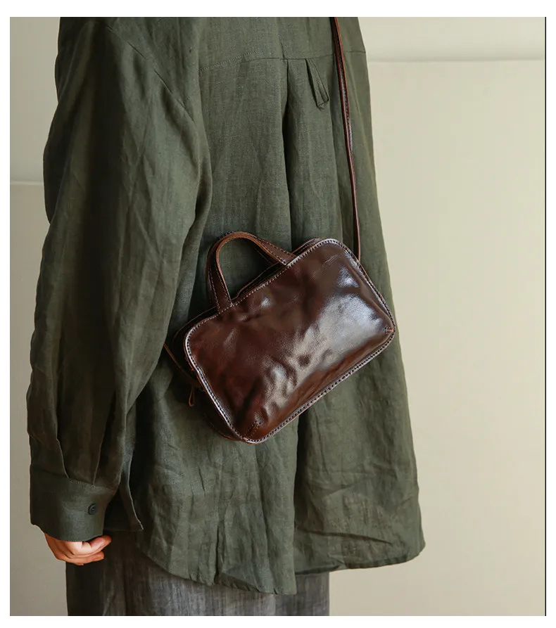 Schlichte, modische, luxuriöse Damen-Umhängetasche aus echtem Leder für den Alltag und Partys, lässige Designer-Umhängetasche aus handgefertigtem Rindsleder für Damen – Detail 14
