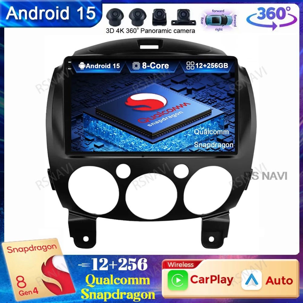 

Android 15 Car Radio For MAZDA 2 Mazda2 2007 2008 2009 2010 2011 2012 2013 2014 Qualcomm QLED BT Wireless Carplay Auto DVD GPS
