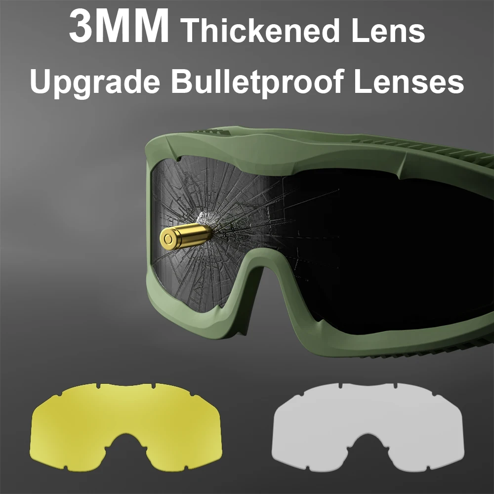 2024 nowa aktualizacja 3mm gogle taktyczne bojowe okulary przeciwwybuchowe Outdoor polowanie okulary do paintballa