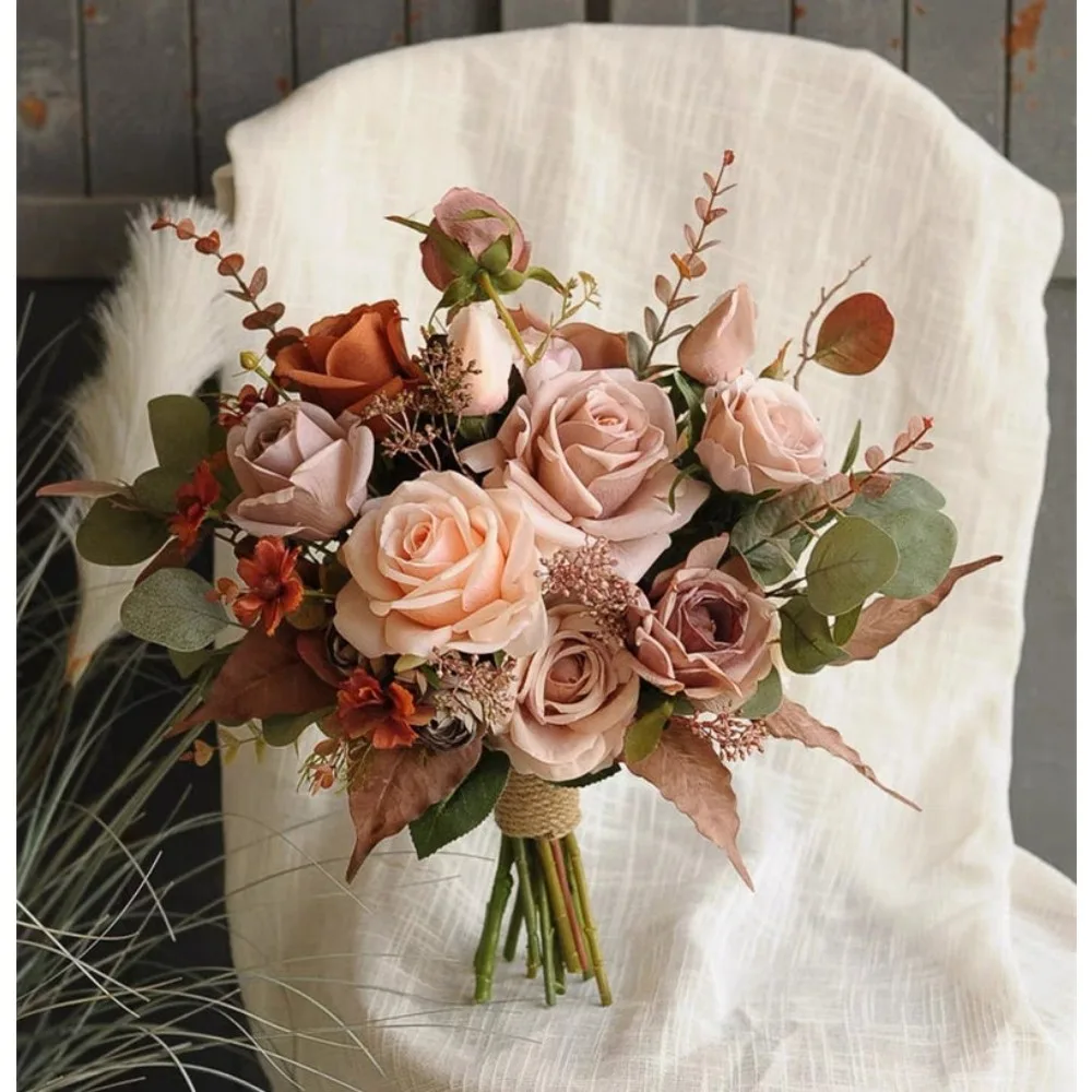 Dried Flowers,Bridal Bouquet Fall Wedding Flowers Boho Bouquet Rust Terracotta Pink,Dried Flowers