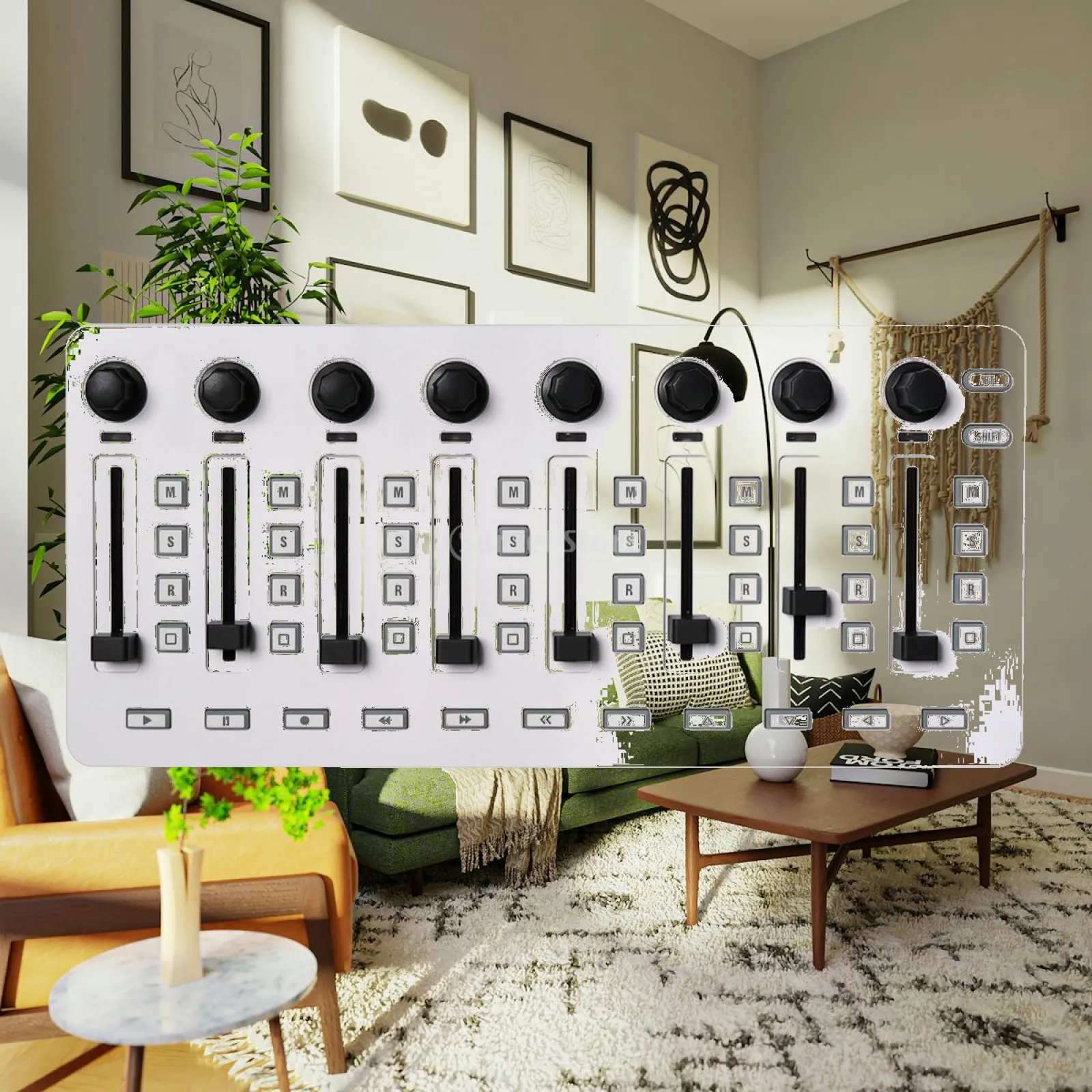 Compact MIDI Mixer Controller USB C Bluetooth Audio Interface for Home Studio Desktop Live Performance Portable Sound Mixer