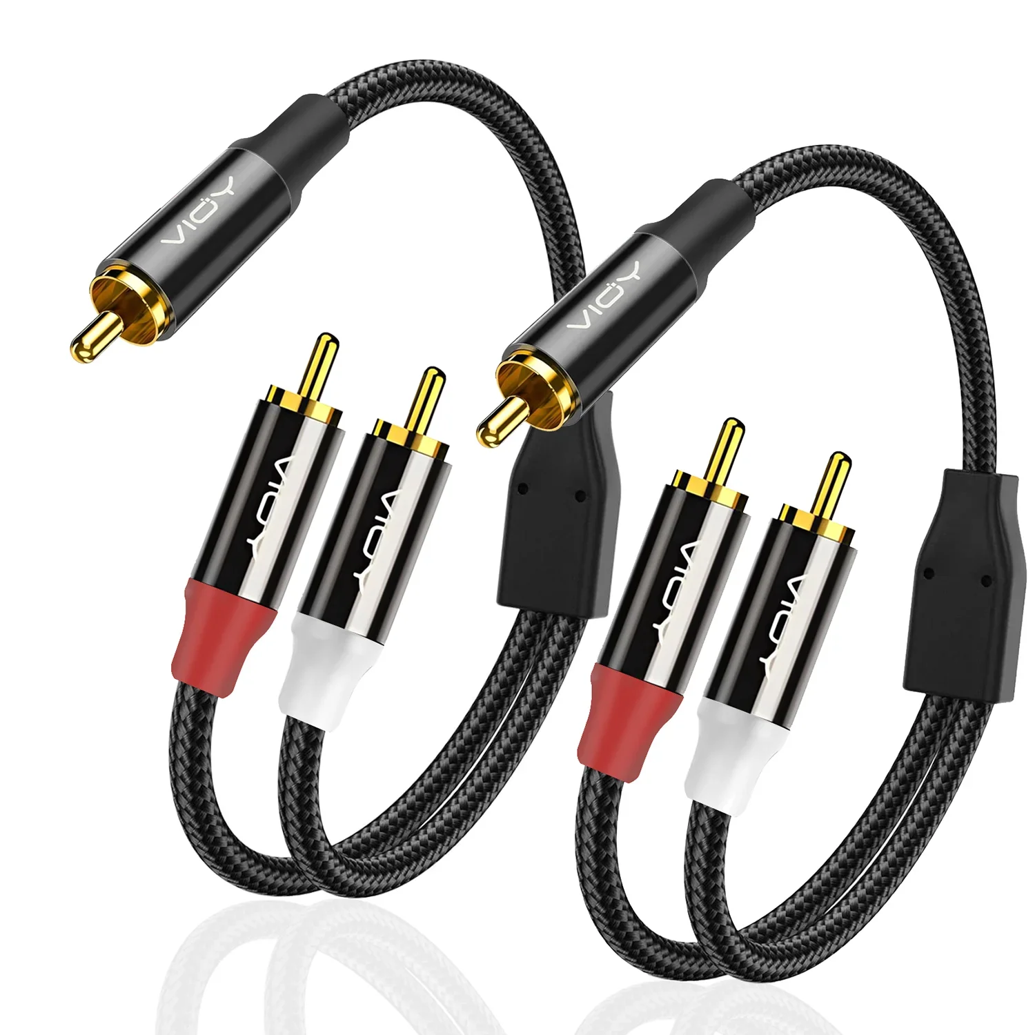 RIIEYOCA Cavo Splitter RCA A Y Da 0.3m – 2 Connettori Maschio, Placcatura Oro 24K, Per Subwoofer E Amplificatori - 2