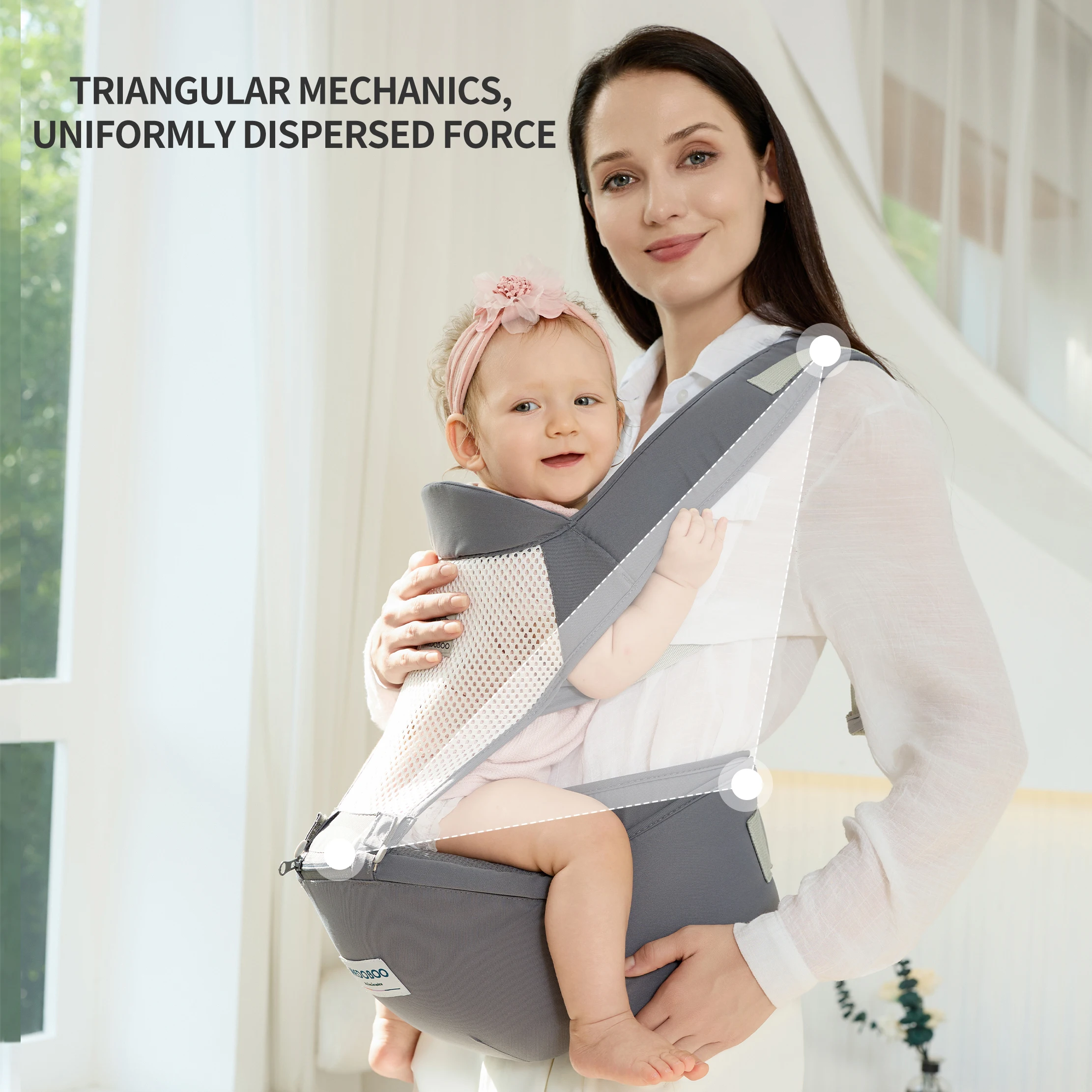 Porte-bébé ergonomique en position M, siège de hanche, pour toutes les saisons, taille réglable, parfait pour le shopping et les voyages