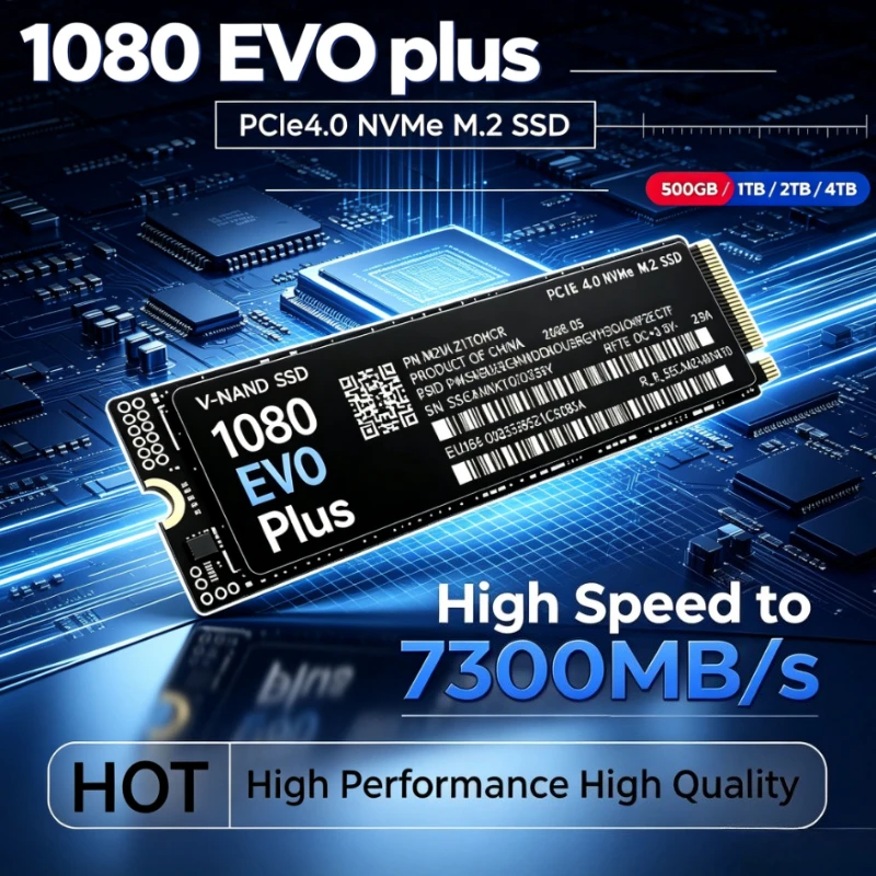 M.2 2280 NVMe SSD 1080 EVO Plus PCIe4.0 X4 7300MB/s TLC 3D NAND 500GB 1TB 2TB 4TB Internal Gaming Drive  for Laptop & Desktop.