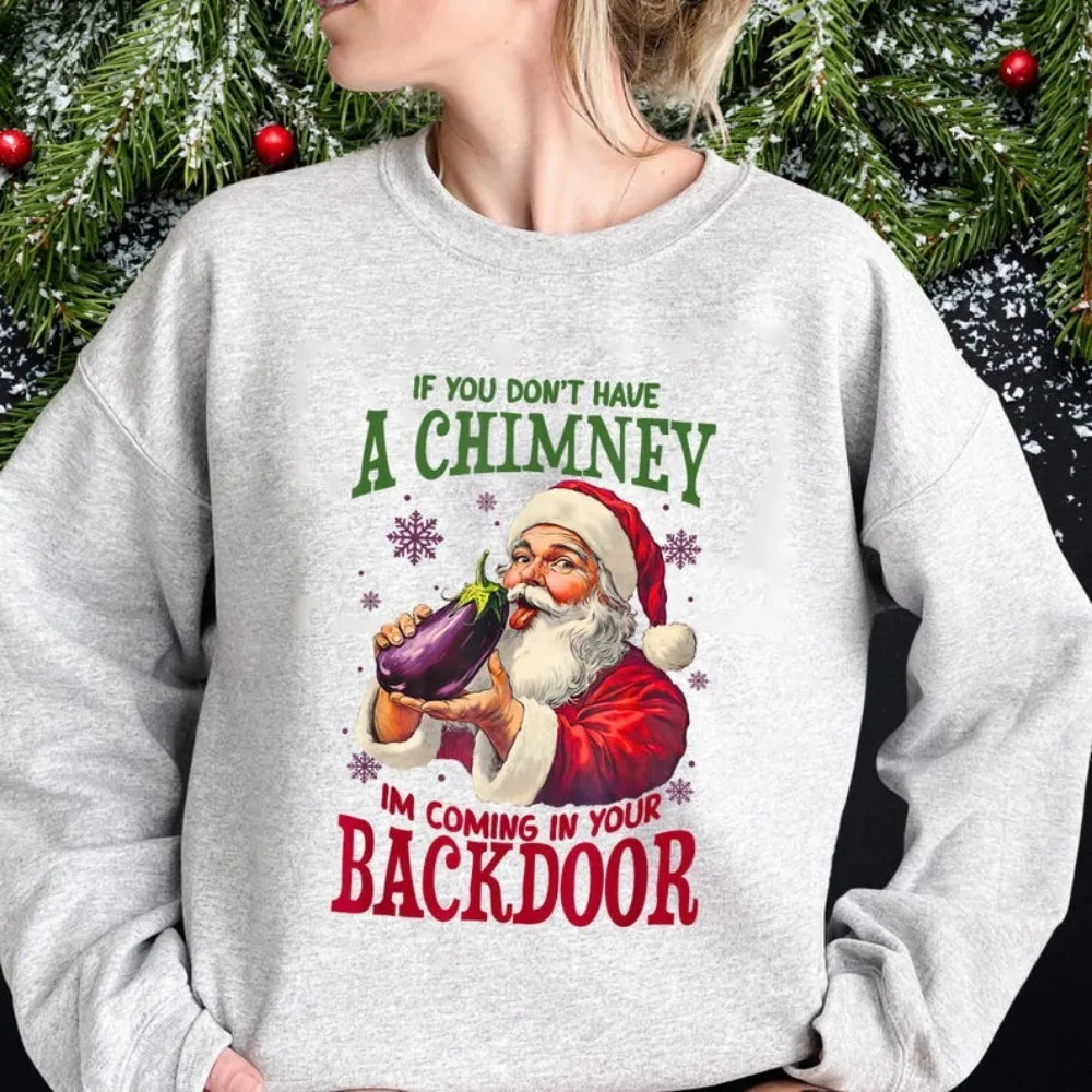 إذا لم تكن لدي مدخنة، سأتي في بابك الخلفي، سترة سانتا المضحكة لعيد الميلاد، بدلة رياضية دافئة بأكتاف منسدلة #1