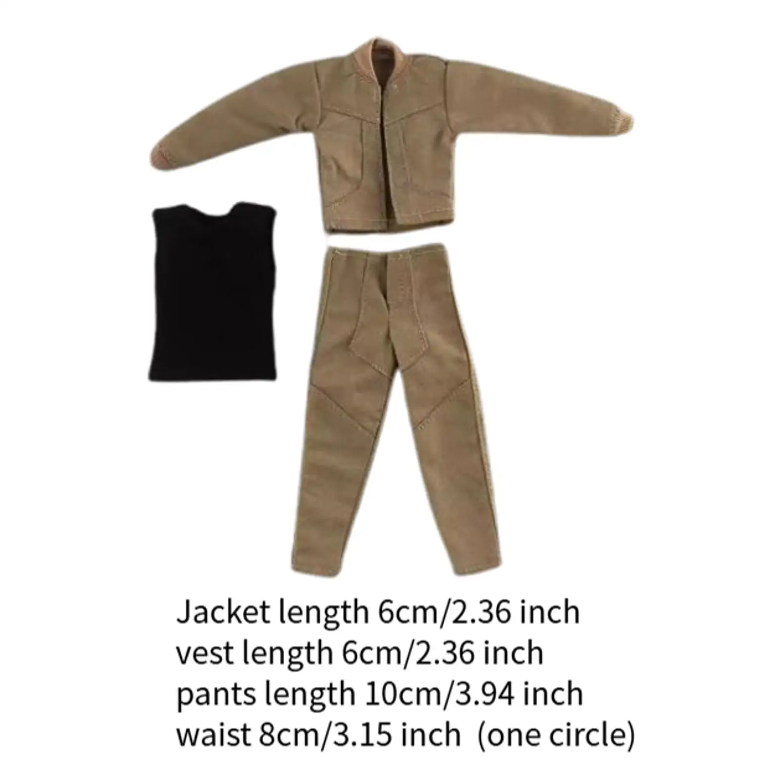 1:12 Action Figure Clothes 3 Pieces Set Men's Jacket Vest Pants Miniature Clothing suits for Doll 6" Male Action Figure Body