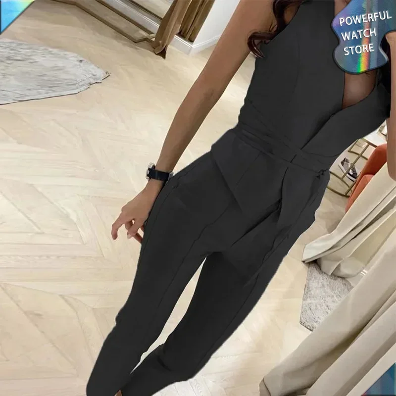 Temperament Tank Top and Pants Set 2023 Summer New Waist Closing Sexy Vest and Pencil Pants Two Piece Suit Women Daily Commuting