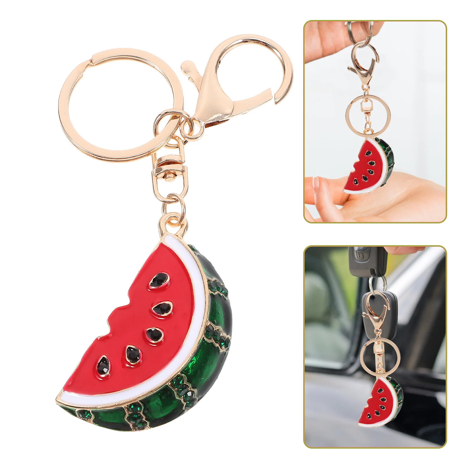 Watermelon Keychain Cute Fake Fruit Pendant Zinc Alloy Bling Hanging nament Lightweight Compact Size Perfect Gift Choice Visual