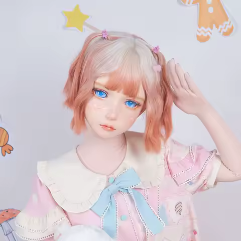Customized Female Sweet Girl Resin Half Head Kigurumi BJD Mask Cosplay Japanese Anime Role Lolita Mask With Eyes And Wig