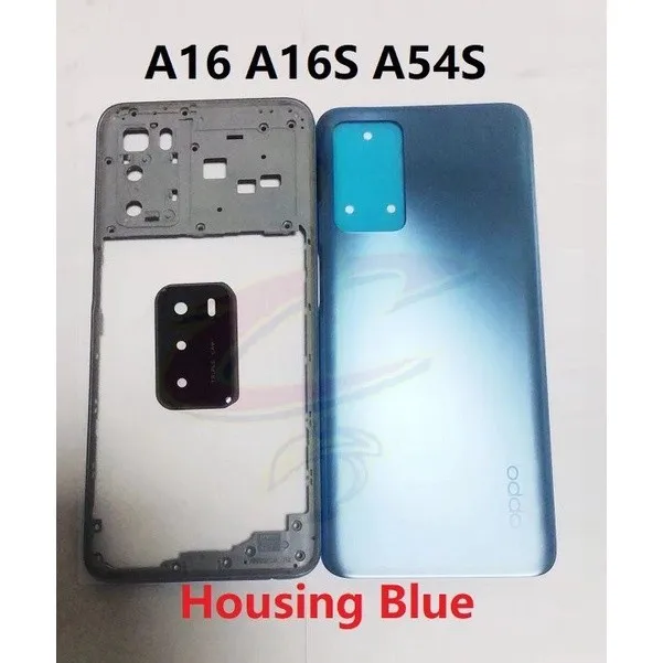 For Oppo A16 CPH2269 A16S A54S Battery Door Cover Rear Back Housing Middle Bezel Front LCD Frame Panel Camera Lens