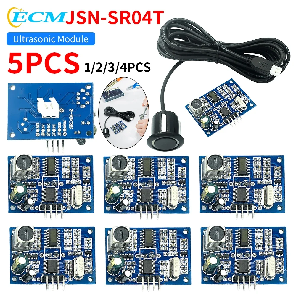 1-5PCS Waterproof Ultrasonic Module Board JSN-SR04T Water Proof Integrated Distance Measuring Transducer Sensor for Arduino