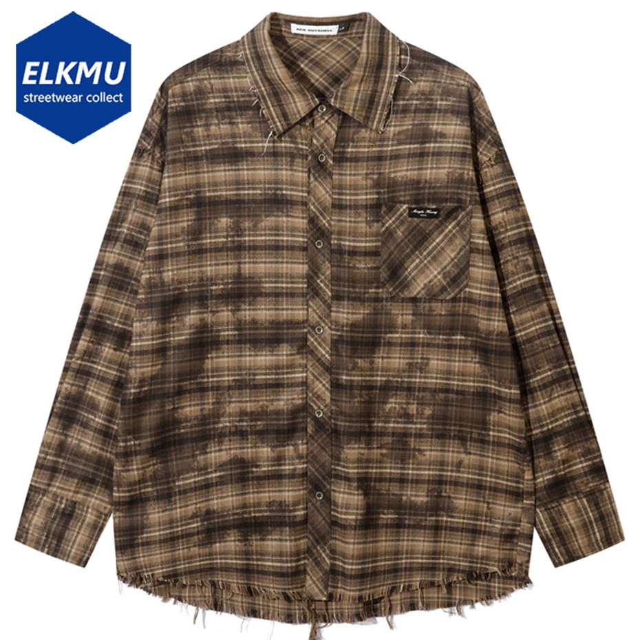 

Vintage Men Shirts Tassel Loose Long Sleeve Button Up Blouse Streetwear Harajuku Hip Hop Oversized Shirts Spring Autumn Shirts