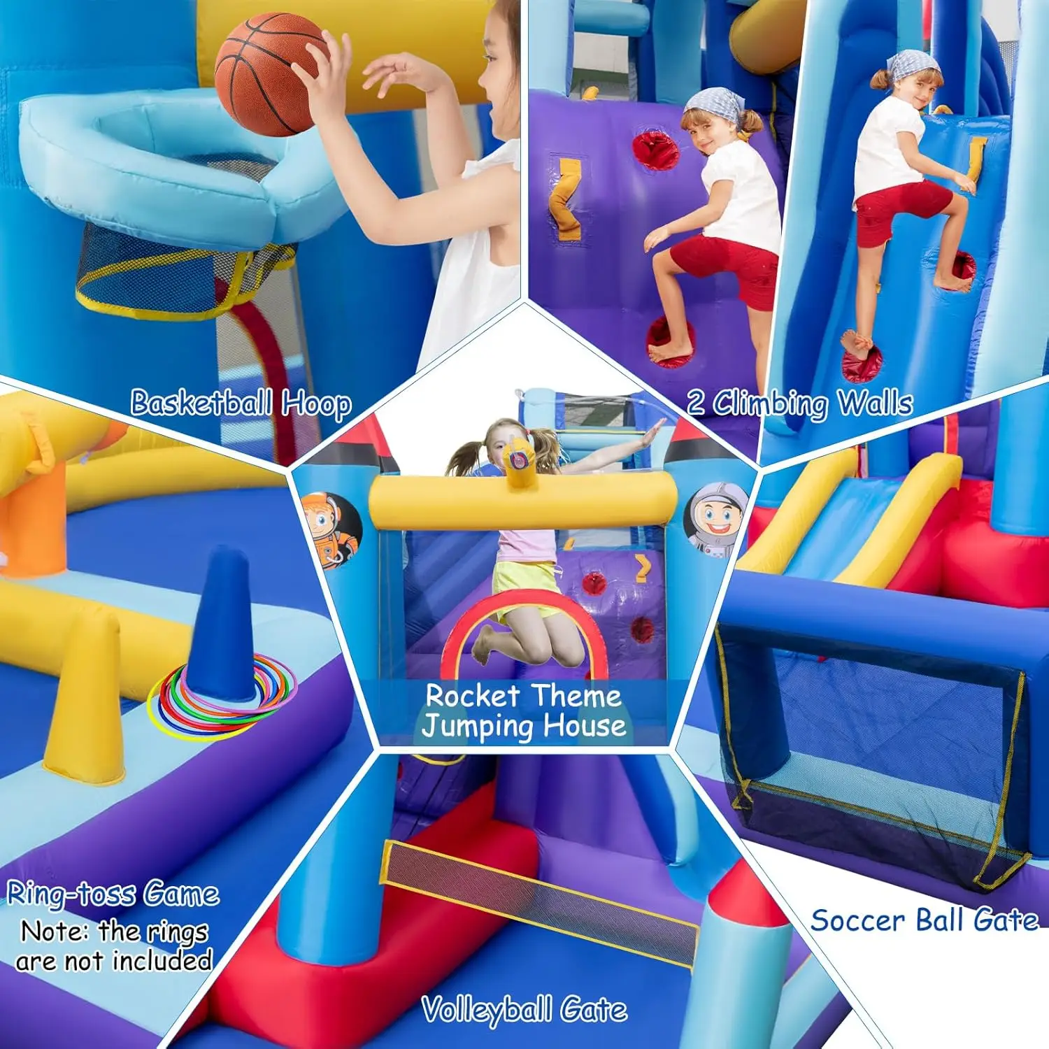 Nadmuchiwana zjeżdżalnia wodna, gigantyczny Park zjeżdżalni z Bounce House z podwójnymi zjeżdżalniami, basenem pluskowym, bramką do siatkówki i piłki nożnej, wysadzoną wodą