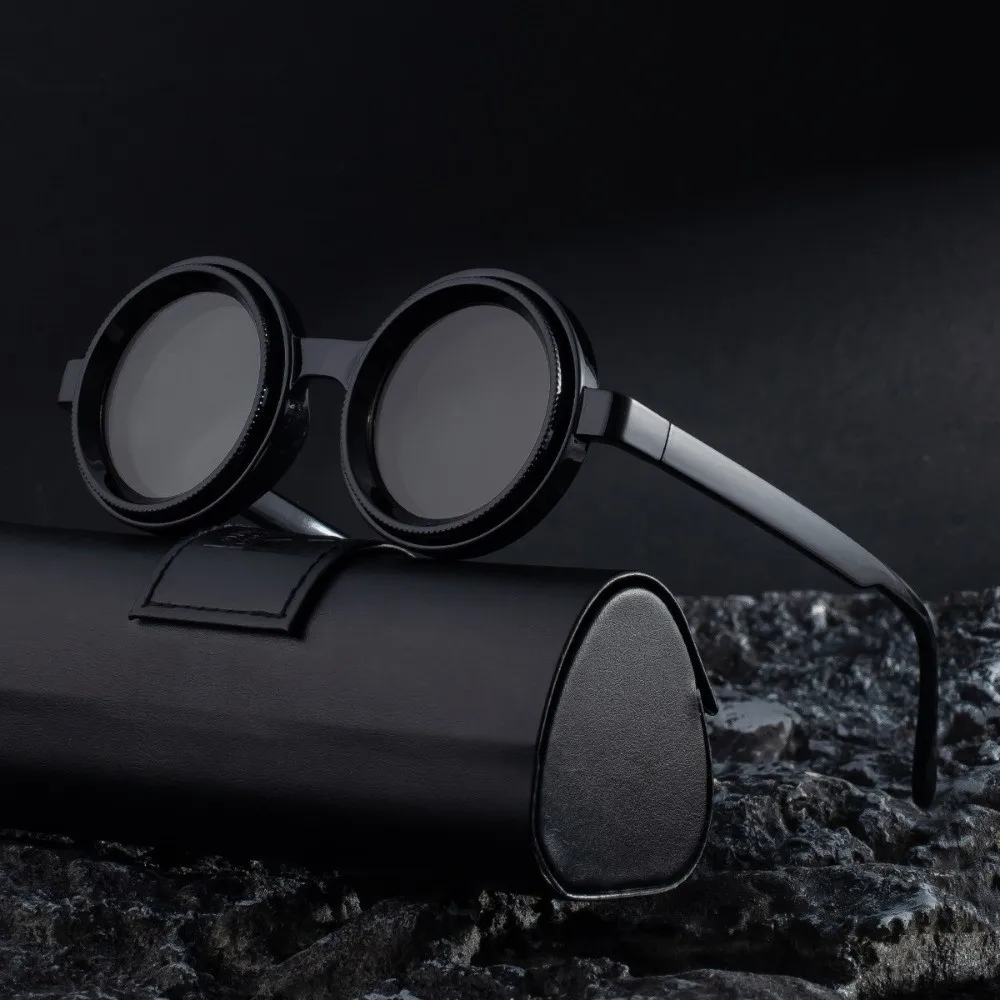 Vintage Polarizing Round Sunglasses Rotatable Lightweight Adjustable Zoom Sunglasses Versatile Elegant Stylish Sunglasses
