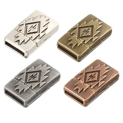 Connecteur de fermoirs magnétiques à extrémité plate et Oblate, 10x2mm, pour bricolage de bijoux, Bracelets en cuir, composant de fixation de boucle, 5 pièces/lot