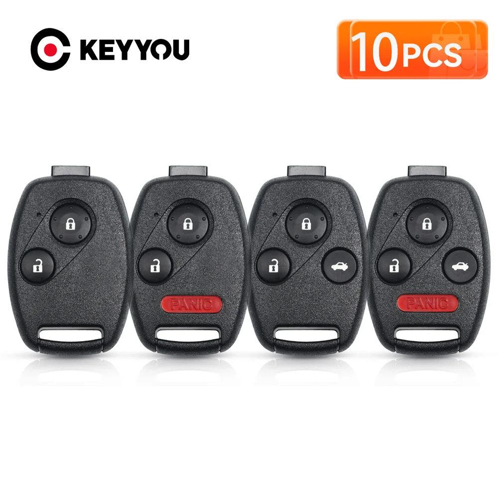

KEYYOU 10PCS For HONDA Accord CRV Pilot Civic 2003 2007 2008 2009 2010 2011 2012 2013 Replacement Car Key Case Shell Cover
