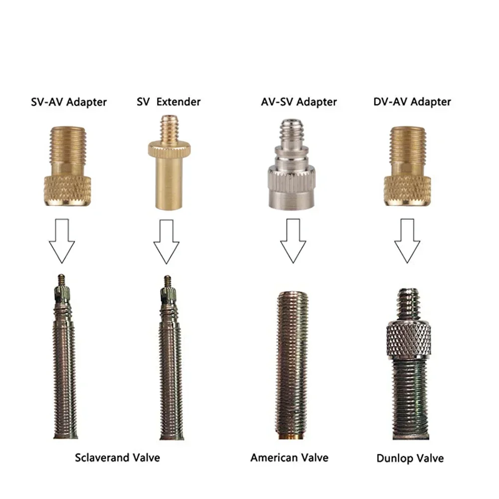 High Quality Nozzle Inflatable 12pcs Adapters Air&Valve Attachment Copper Foot Bicycle Pump SV/AV/DV converter