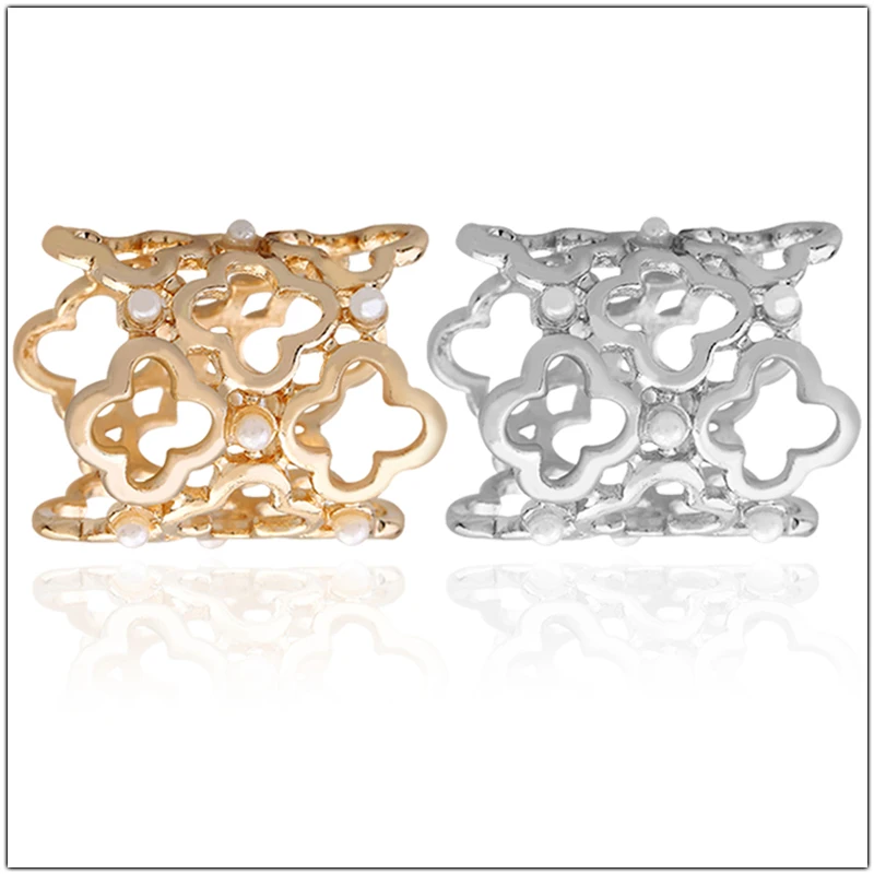 SHEEGIOR piękny Hollow Clover szalik klamra broszki dla kobiet moda biżuteria złoto srebro cylindra w kształcie litery szalik broszka Femme prezent