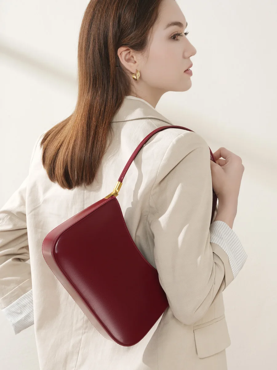 Underarm bag genuine cow leather bag luxury minimalist style bag suitable for women's crossbody bag