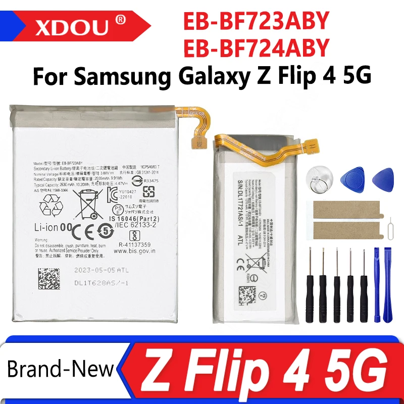 

Brand New EB-BF723ABY EB-BF724ABY Battery For Samsung Galaxy Z Flip 4 5G F723 F724 SM-F7210 Replacement Batteries+Tools