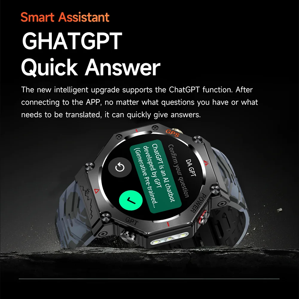 Nowy Smartwatch 2025 z GPS Ultra dla Androida i iOS, wodoodporny 10ATM, z wbudowanym dwuzakresowym GNSS, kompasem, wojskowy, sportowy, męski, do pływania, bransoletka.