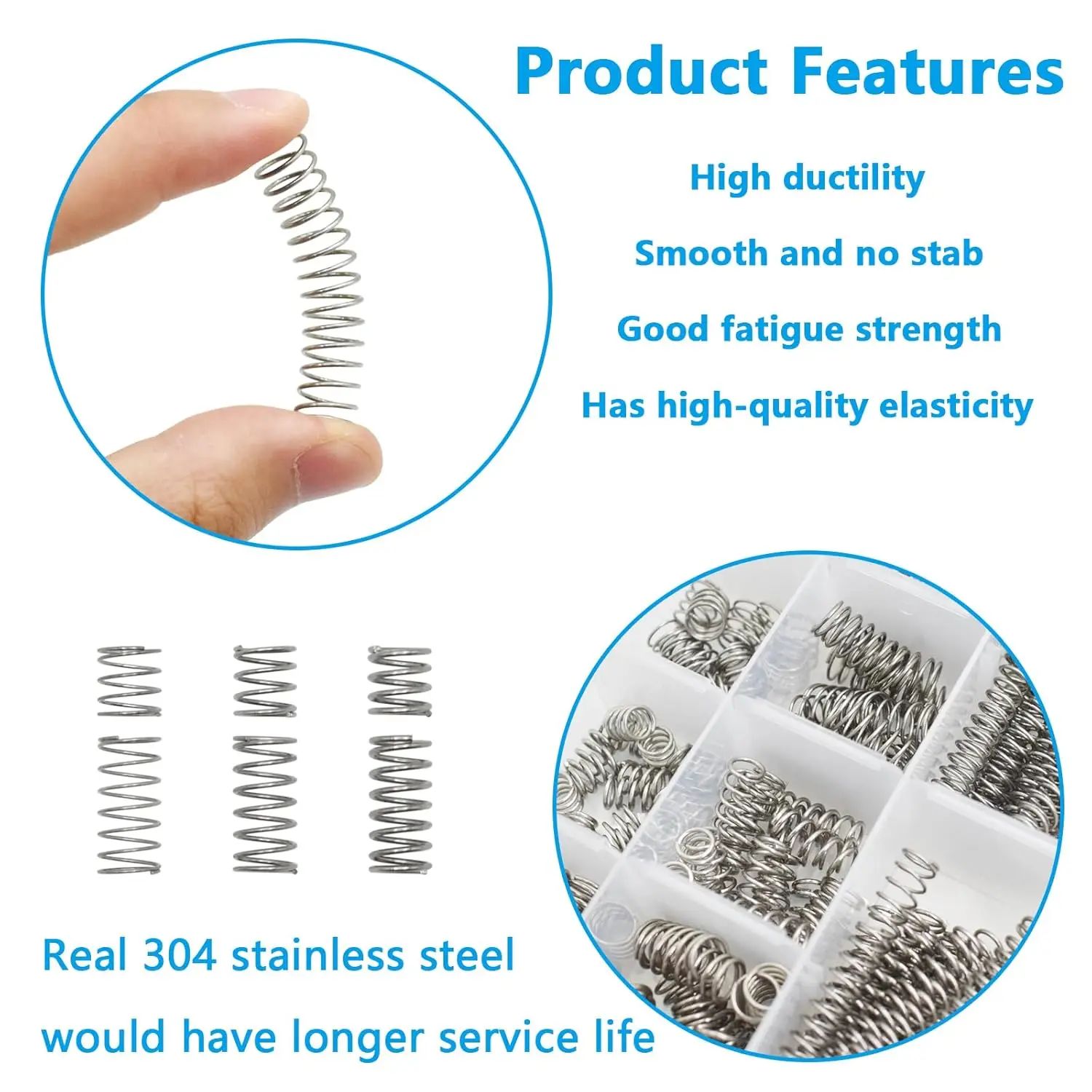 240PCS/box Compression Spring Assortment Kit 304 Stainless Steel with 15 Sizes Small Springs for Mechanical Repairs DIY Projects